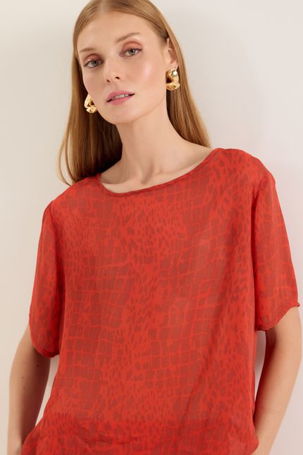 Blusa mc lagoa vermelho paprica