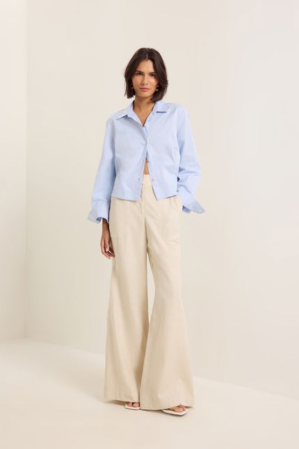 Camisa tricoline cropped mg azul ceu