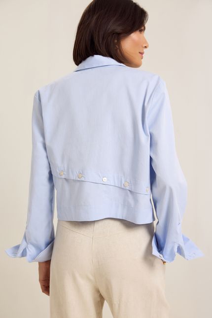 Camisa tricoline cropped mg azul ceu