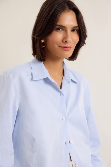Camisa tricoline cropped mg azul ceu