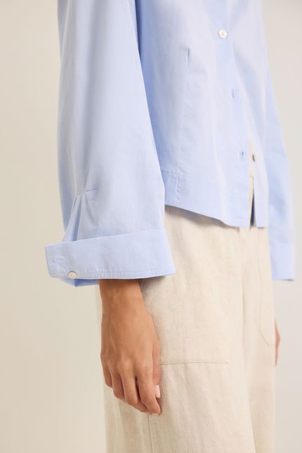 Camisa tricoline cropped mg azul ceu