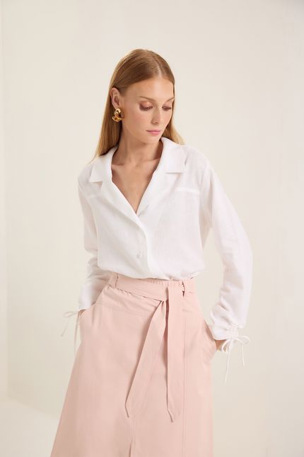 Saia cotton paper faixa  rosa sal