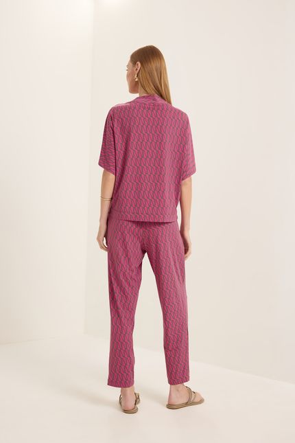 Calça detalhe palmeira rosa confete
