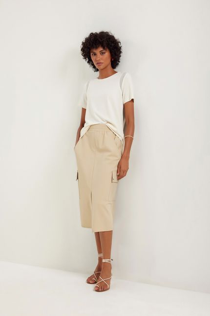 Blusa malha cava tule off white