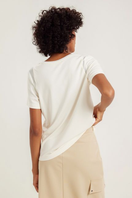 Blusa malha cava tule off white