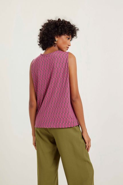 Blusa dobra palmeira rosa confete