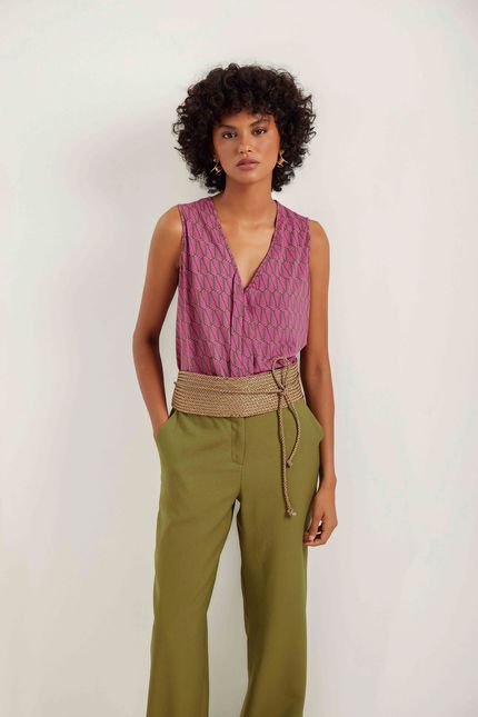 Blusa dobra palmeira rosa confete