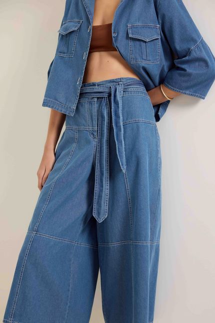 Calça pantacourt jeans jeans