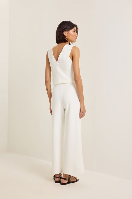 Calça detalhe vivo wave off white