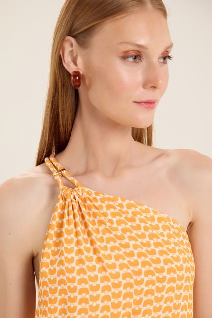 Vestido ombro praiana laranja sunset