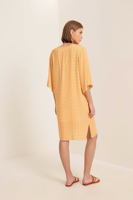 Vestido manga praiana laranja sunset