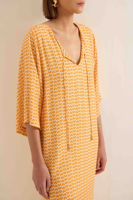 Vestido manga praiana laranja sunset