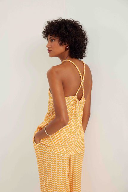 Blusa detalhe praiana laranja sunset