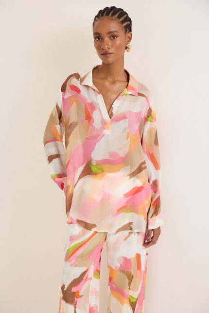 Camisa ggt pinceladas rosa confete