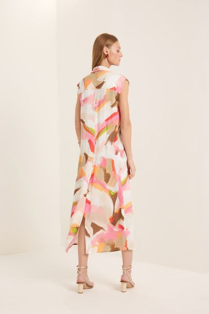 Vestido dobra pinceladas rosa confete