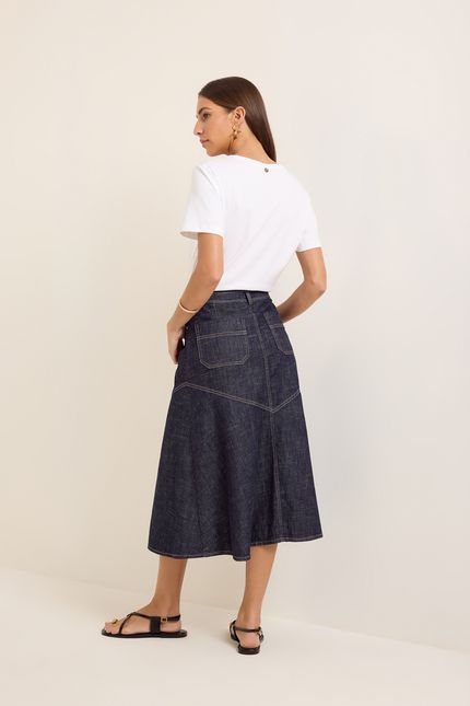 saia jeans midi jeans