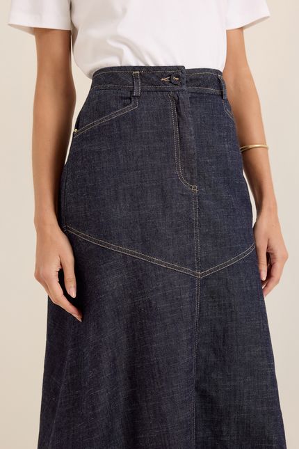 saia jeans midi jeans