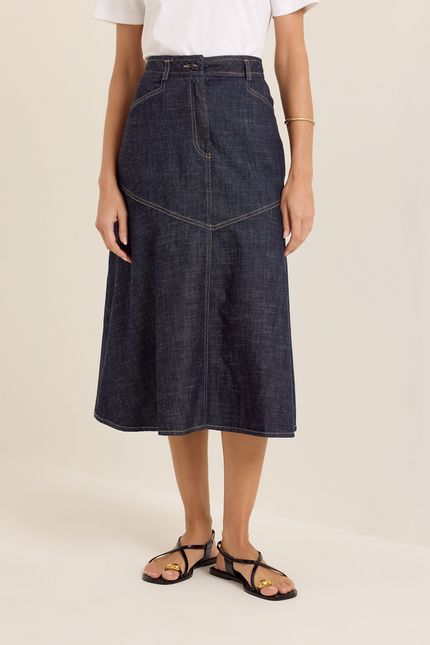 saia jeans midi jeans