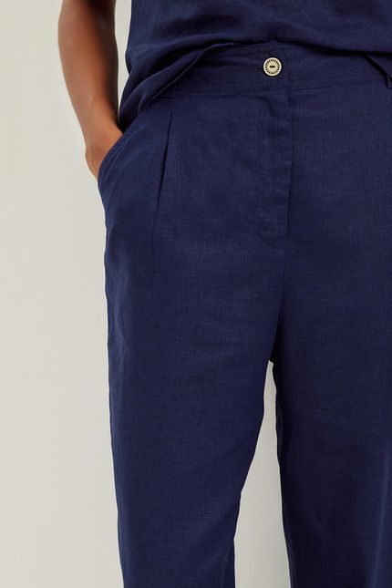 Calça cambraia elástico costas azul atlantico