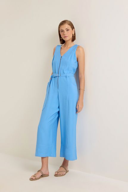Macacão cupro zíper azul brisa