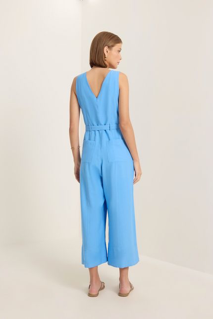 Macacão cupro zíper azul brisa