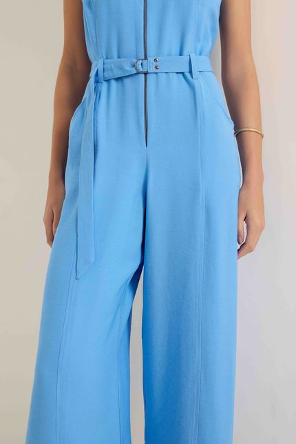 Macacão cupro zíper azul brisa