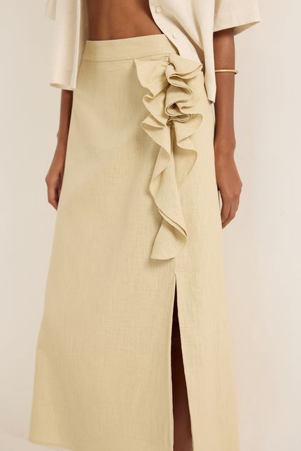 Saia rami flor bege granola