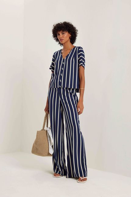 Blusa listra rongeant azul atlantico c/ off white