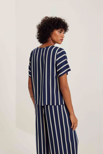 Blusa listra rongeant azul atlantico c/ off white