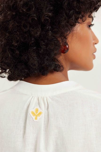 Camisa cambraia meia pate off white