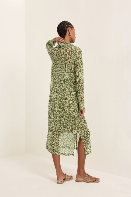 Vestido chemise tule coqueiro verde cana