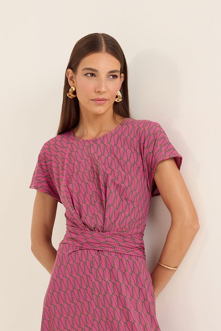 Vestido dobra palmeira rosa confete