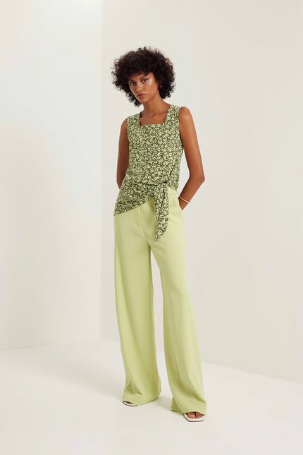 Blusa amarração coqueiro verde cana