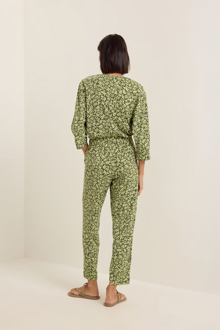 Calça prega coqueiro verde cana