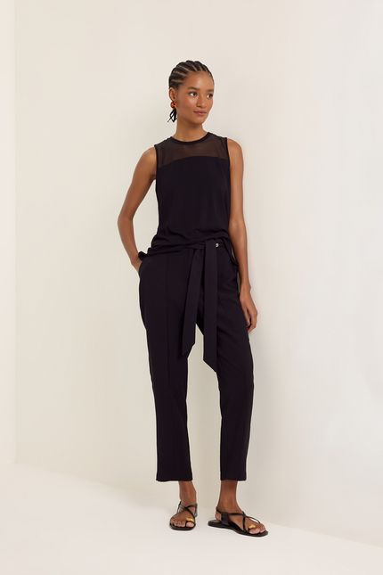 Blusa malha pala tule preto