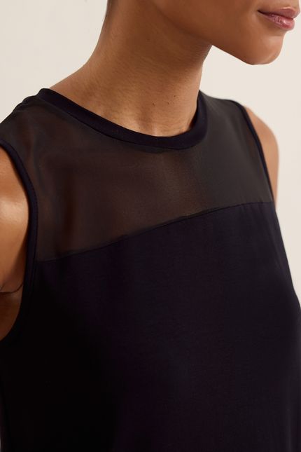 Blusa malha pala tule preto