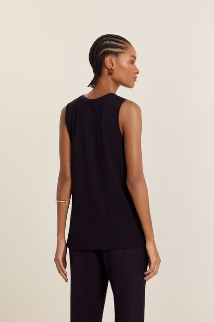 Blusa malha pala tule preto