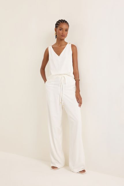 Blusa linho leve botões off white