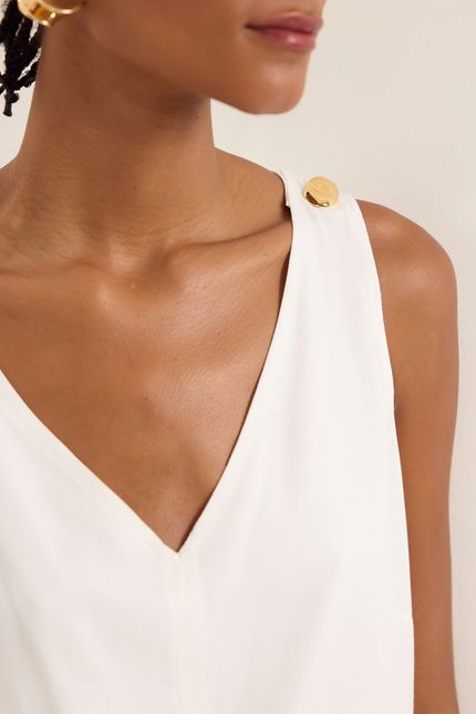 Blusa linho leve botões off white
