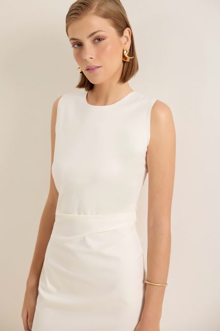 Vestido malha estruturada detalhe off white