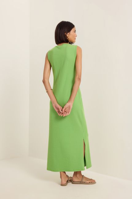 Vestido detalhe transpasse rib wave verde jardim
