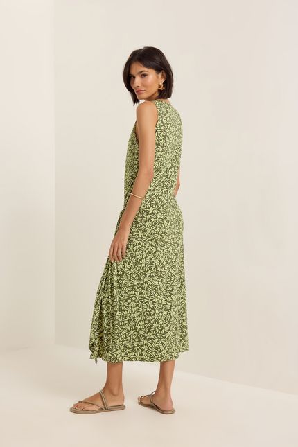 Vestido falso pareô coqueiro verde cana