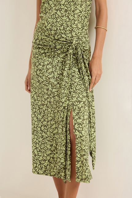 Vestido falso pareô coqueiro verde cana