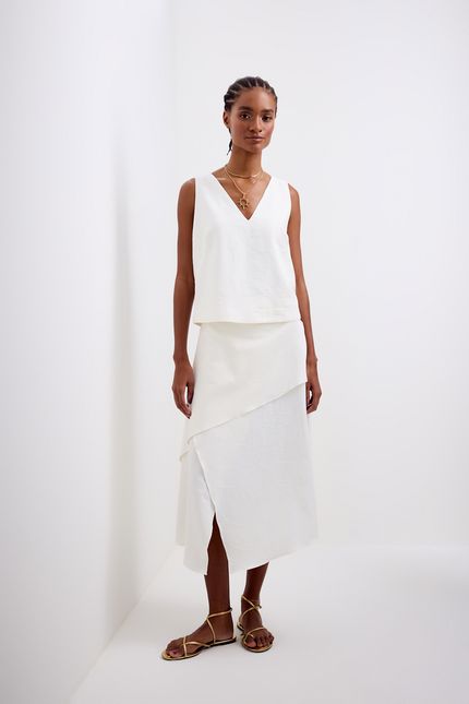 Blusa jacquard floral off white