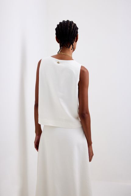 Blusa jacquard floral off white