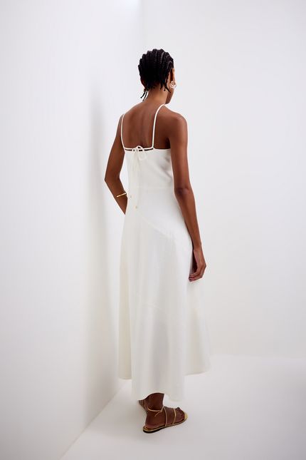 Vestido jacguard floral off white