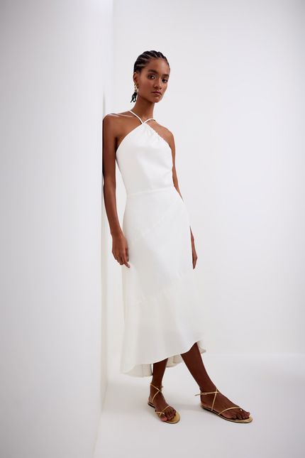 Vestido jacguard floral off white