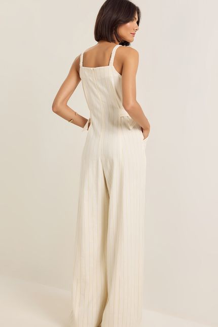 Macacão cotton pontilhado off white