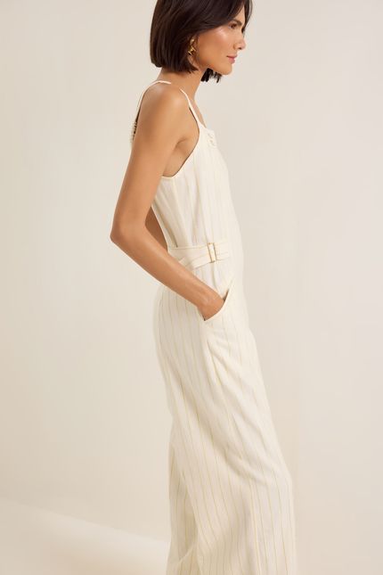 Macacão cotton pontilhado off white