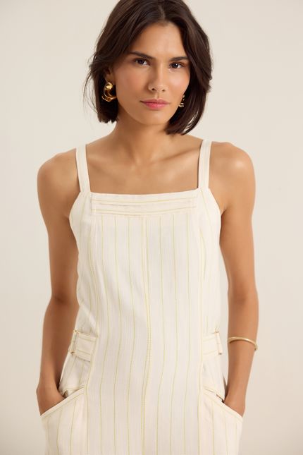 Macacão cotton pontilhado off white